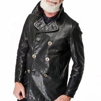 Vestes en cuir véritable pour hommes de haute qualité, en cuir de mouton épais, de longueur moyenne, avec revers, de couleur tannée végétale, taille plus, pour costume