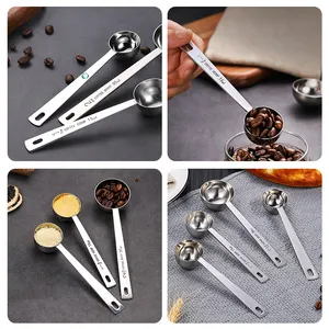 Made In China Kitchen Measuring Tools Silver Color 15ml 30ml Baking Stainless Steel Metal Measuring Spoon