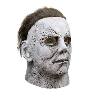Masque intégral en latex drôle et amusant, peau pâle, fissures brunes, cheveux foncés désordonnés, texture réaliste et effrayante, doux et confortable pour fête d'Halloween - Product Image 3