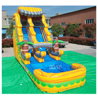 Toboggan aquatique gonflable commercial tropical en PVC robuste pour enfants, idéal pour la location