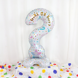 Ballons de révélation de sexe Bébé garçon ou fille Bleu Rose Symbole de point d'interrogation Ballon en feuille de révélation de sexe Il ou <span class=keywords><strong>Elle</strong></span> Ballons de fête - Product Image 5