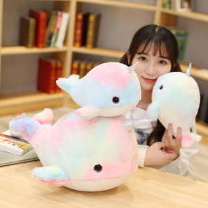 28cm carino colorato Narwhal peluche peluche bambola di pesce farcito cuscino morbido per neonate arcobaleno mare animale balena farcito giocattolo Narwhal - Product Image 5