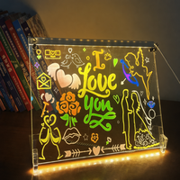 Tablero de Mensajes LED Acrílico Personalizado, Luz Nocturna RGB, Letrero de Borrado en Seco, Materiales Premium Modernos, Decoración de Escritorio, Regalo para Tiendas