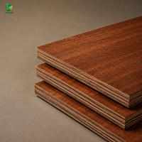 Contreplaqué recouvert de placage de bois Jinbase 18 mm 4x8, placage Sapele brun rouge E0 1220x2440 mm, feuille de première qualité pour la fabrication de meubles