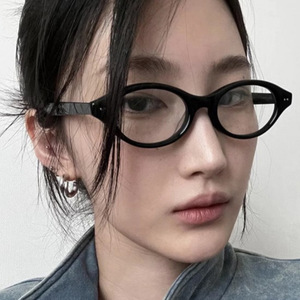 New Fashion Retro Men and Women With the Same Personality Trend Street Photo Small <b>Frame</b> Oval Flat Glasses - Product Image 5