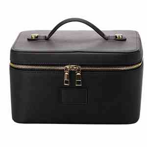 Custom New Fashion PU Leather Handheld Cosmetic Bag with Zipper Large Capacity Waterproof Portable <b>Makeup</b> <b>Case</b> & Vanity <b>Case</b> - Product Image 1