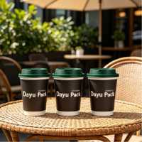 Gobelet à café jetable écologique à double paroi en papier compostable, design minimaliste, pour boissons chaudes au lait et thé, avec couvercle, pour vente à emporter