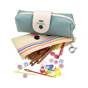 Estuche compacto para agujas de gancho de costura Bolsa de almacenamiento de ganchillo para kits de hilo de tejer, kit de tejer bolsa DIY