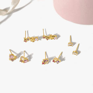 Pendientes <span class=keywords><strong>de</strong></span> tuerca <span class=keywords><strong>de</strong></span> piedras preciosas <span class=keywords><strong>de</strong></span> circonia, joyerí<span class=keywords><strong>a</strong></span> personalizada <span class=keywords><strong>de</strong></span> estilo minimalista, China, venta al por mayor - Product Image 4