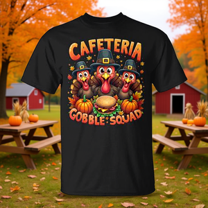 Camiseta de la Cafetería Gobble Squad con diseño de pavo de Acción de Gracias para el festival de otoño - Product Image 3