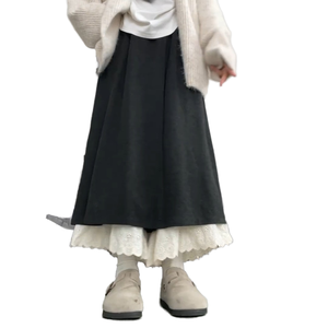 Conjunto de Fin de Semana, Estilo Universitario, Estilo Casual, Diseño en Capas, Culottes Largos Fluidos para Mujer - Product Image 1