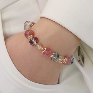 RINHOO Vente en gros Nouveau bracelet coréen tendance mignon en forme de boule colorée en cristal et strass fait main, bijoux unisexes, cadeau - Product Image 4