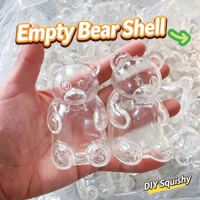 Balle anti-stress sonore en TPR de 8 cm, transparente, en forme d'ours, à coque vide, à fabriquer soi-même, avec couvercle, pour le soulagement du stress et l'artisanat manuel