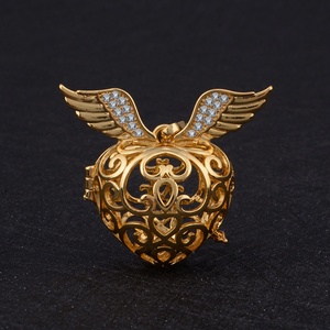 Merryshine Cubic Zirconia Cuore Medaglione Angelo Chime <span class=keywords><strong>Gravidanza</strong></span> Bola Sfera di Armonia Chiamante Campana <span class=keywords><strong>Collana</strong></span> - Product Image 5