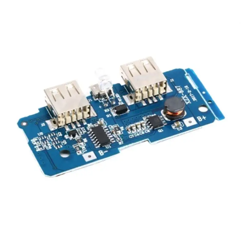 Çift mikro USB 3.7v 5V 2A mobil güç banka DIY 18650 lityum pil şarj cihazı PCB kartı Boost Step Up modülü ile Led