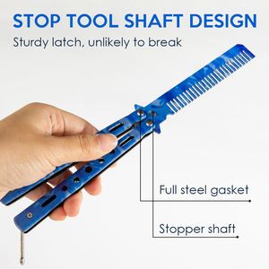 Peigne papillon d'entraînement pour hommes, pliable, de poche, pour le coiffage, peigne d'entraînement pliable, couteau papillon d'entraînement - Product Image 4