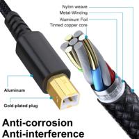 Pemisah kabel Data USB 2-in-1, menghubungkan satu Printer ke dua PC komputer dengan jaket nilon untuk penggunaan pemindai