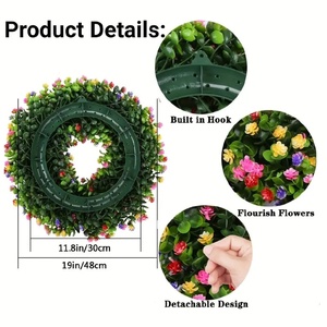 Vente en gros de guirlande de 19 pouces de feuilles de camélia et d'eucalyptus colorées ornant les murs de la décoration de fenêtres intérieures et extérieures - Product Image 2