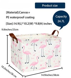Flamingo Pink <b>Basket</b> Nursery Girl Baby Storage <b>Basket</b> Rectangular Cute Pattern Kids Toy Storage Bin Organizer Book <b>Shelf</b> <b>Basket</b> - Product Image 5