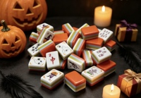 Jeu de Mahjong de Luxe Thème Halloween en Acrylique Pliable et Écologique pour 4 Joueurs – Idéal pour Cadeaux de Fêtes et Lieux de Divertissement