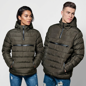 Veste en toile à capuche unisexe vert olive, fermeture éclair quart de tour, coupe-vent, imperméable, anti-UV, veste d'hiver décontractée, rembourrage en polyester, coupe régulière - Product Image 3