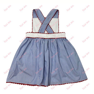 Tenues Assorties Frère Sœur : Barboteuse Classique Bleue Rayée et Robes Monogrammées pour Filles – Ensembles Vêtements d'Été pour Filles – 4 Juillet - Product Image 5