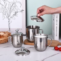 Tasse à café, thé, eau ou bière en acier inoxydable, design minimaliste moderne pour la maison et les voyages, avec couvercle
