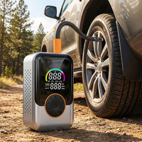 Compresseur d'air portable 3-en-1 amélioré pour pneus de voiture avec batterie externe, éclairage LED et arrêt automatique – Pompe à air sans fil pour voiture