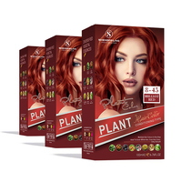 Crème colorante capillaire semi-permanente à base de plantes biologiques professionnelle, sans ammoniaque, sans irritation, couleur rouge brillante pour supermarché