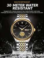 Reloj de Pulsera de Lujo para Hombre, de Dos Tonos, con Correa de Metal, Resistente al Agua, Analógico, Clásico, de Cuarzo