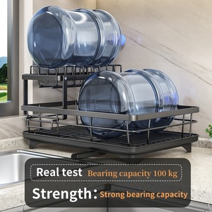 Offre Spéciale Double niveau <span class=keywords><strong>fil</strong></span> métallique 304 acier inoxydable vaisselle séchage Stgorage Racks noir égouttoir pour cuisine égouttoir automatique - Product Image 4