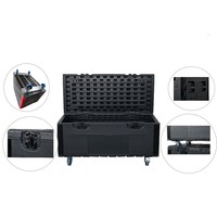Boîte à outils en plastique PE étanche et antichoc avec roues, étui de transport portable pour éclairages de scène LED