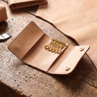 Pochette à clés en cuir véritable pour homme, fermeture à bouton, organisateur de clés multifonctionnel, style jeune, sac de rangement en cuir de vachette