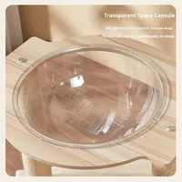 Maison pour chat moderne, compacte, en tissu écologique, intégrée au carton, type capsule spatiale, avec structure d'escalade, griffoir et jouets pour animaux de compagnie
