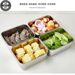 500mlステンレス製フードトレー、食事の準備、調理、提供用小型キッチンパン、積み重ね可能な業務用食品容器 - Product Image 2