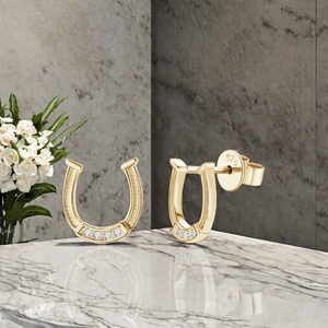 Pendientes de Plata de Ley 925 con Moissanita |   Aro chapado en oro con corte brillante redondo |   Joyería Fina para Mujer, Regalo Clásico - Product Image 3
