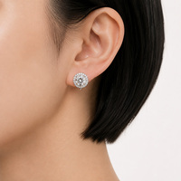 Anting-anting jepit kristal bulat elegan berlapis perak tanpa tindik, perhiasan pengantin untuk wanita dan perempuan, hadiah