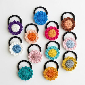 Bandeau cheveux au crochet fait main très tendance pour filles, adorable bandeau cheveux tournesol au crochet, élastique pour cheveux pour femmes - Product Image 1