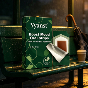 Bandes de film orales dissolvables à base de plantes, 30 pièces, vert foncé, motif feuille géométrique, boîte en papier, OEM, marque privée, vente en gros - Product Image 6