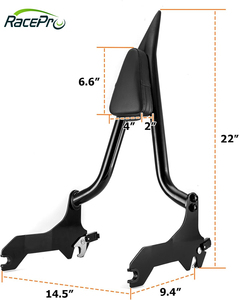 RACEPRO RP7771-2065B Noir 22 pouces Style Sharp 1,3 pouces Guidon large Sissy bar pour Harley Softail <span class=keywords><strong>FXFBS</strong></span> 18-23 FXFB 18-19 - Product Image 3