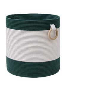 Panier à linge rond en coton tissé nordique, grande capacité, avec poignées, pour le rangement des jouets, blanc gris - Product Image 5