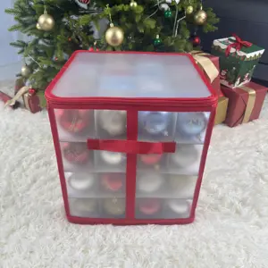 Plastic Christmas Ornament Storage Box With Zippered Closure Store Up To 64 Of The 3 Inch Standard Christmas Ornament