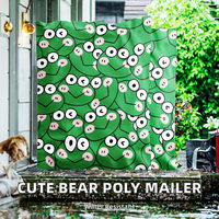 Nouveau modèle de sac d'expédition Polymailer RTS en PE, imperméable, entièrement imprimé avec logo personnalisé, motif ours mignon en chapeau rose de dessin animé