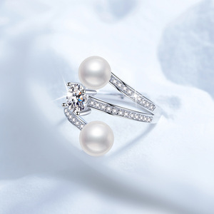 Bague ajustable en argent S925 étanche avec perle <span class=keywords><strong>d</strong></span>'eau douce 5A et moissanite VVS, 2 pièces, haut de gamme, pour femme, collection <span class=keywords><strong>Calendrier</strong></span> de l'<span class=keywords><strong>Avent</strong></span> - Product Image 5