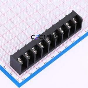 MXHB9500-9.5-09P-BK01-Cu-S-A Barrier Terminal Block Through hole,P=9.5mm Connector Three Sides 9.5mm 1x9P Straight Pin - Product Image 1