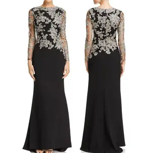 Robe superposées en dentelle brodée pour femmes, grande taille, manches longues, robe Maxi, fabricant, vêtements de mode