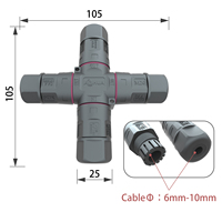 Connecteur étanche certifié CE/UL/SAA M23 2/3 broches, ensemble de connecteurs en forme de X 20A pour éclairage extérieur et câble d'alimentation
