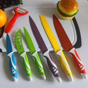 Chất lượng cao không dính lớp phủ 7 cái thép không gỉ Nhà bếp dao Set với <span class=keywords><strong>PP</strong></span> & <span class=keywords><strong>TPR</strong></span> xử lý tay phải - Product Image 6