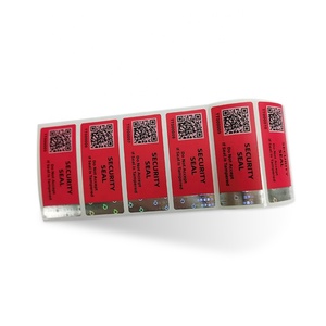 Muestra gratuita de etiqueta holográfica roja a prueba de manipulaciones con código de barras y logotipo personalizado para paquetes de comercio electrónico transfronterizo - Product Image 1