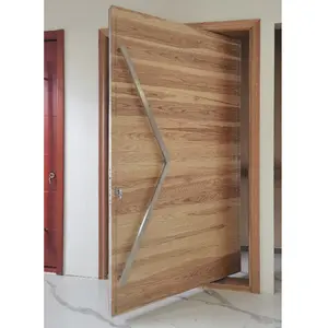 New smart modern natural exterior wood pivot entrance front door supplier